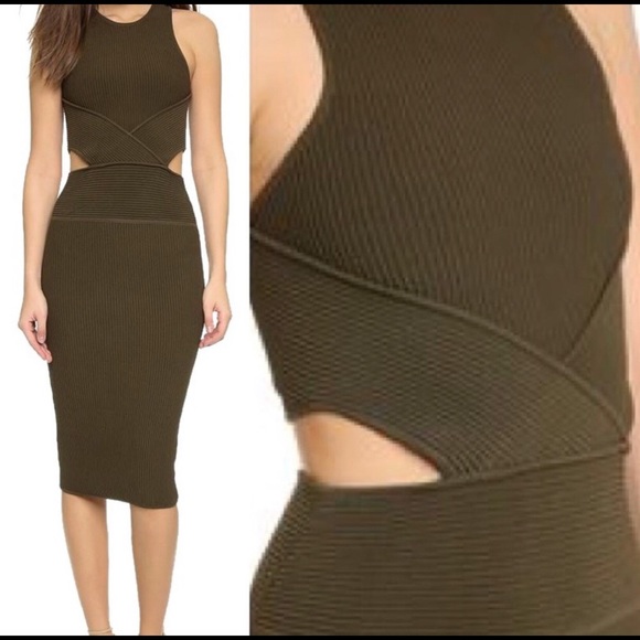 Ronny Kobo Megan Knit Midi Dress - Safari Green XS - Picture 1 of 8